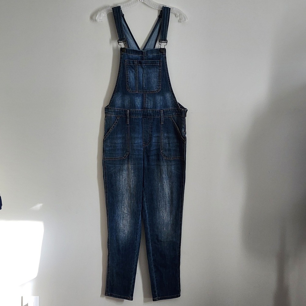 Gap Denim Overalls Womens Medium Blue Stretch Pockets Casual Workwear Utility